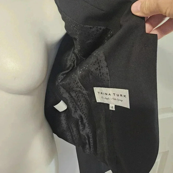 Trina Turk Blazer Black Wool Blend Size 4 - Picture 8 of 11